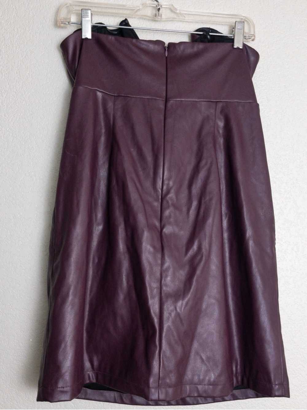 Ashley Park Voila Vegan Leather Mini Dress 12 Plum Strapless Rose Bow RTR - Picture 12 of 15